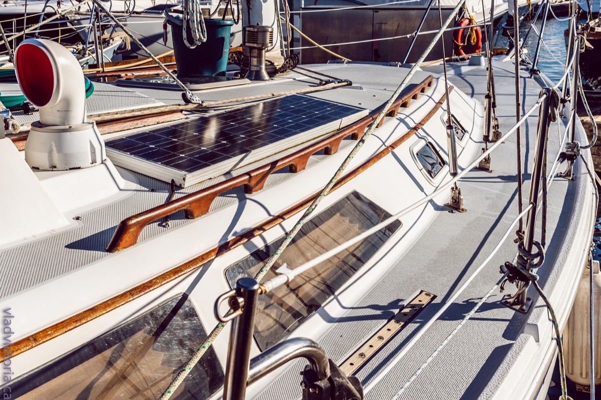 Solar panels on sailboat