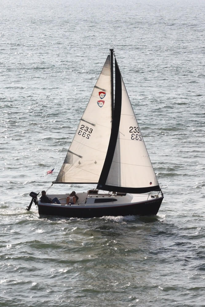 A small sloop using an overlapping genoa