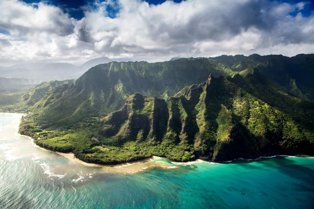 Aerial view of vulcanic island of Hawaii