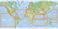 Map of the sailing seasons around the world