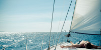 sailing on a catamaran around the world