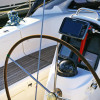 Chartplotter and compass at wheel of the boat