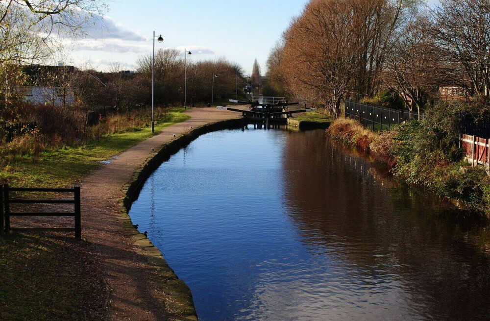 Canal lock in the Netherlands in rural area