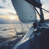 Sailor's point of view heeling into the sunset