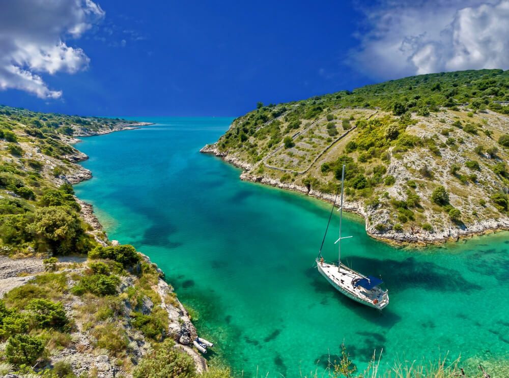 Sailboat in Tropical shallow water