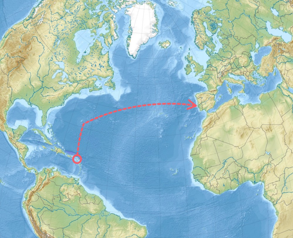 small sailboat crossing atlantic