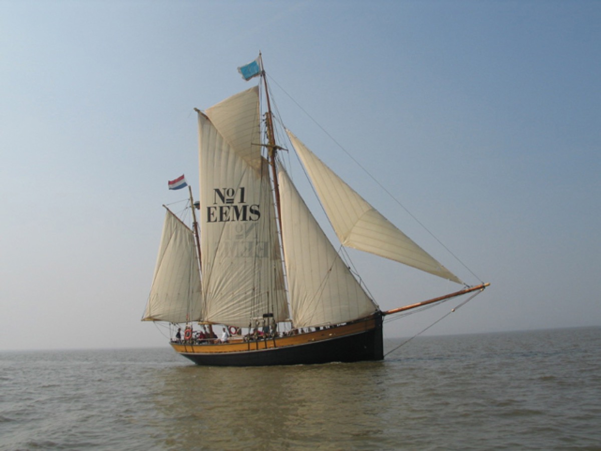 Dutch naval cutter with top gaff sail