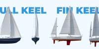 Diagram of full keel and fin keel sailboat