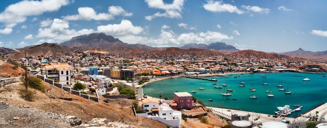 Colorful harbor town in Mindelo, São Vicente, Cape Verde