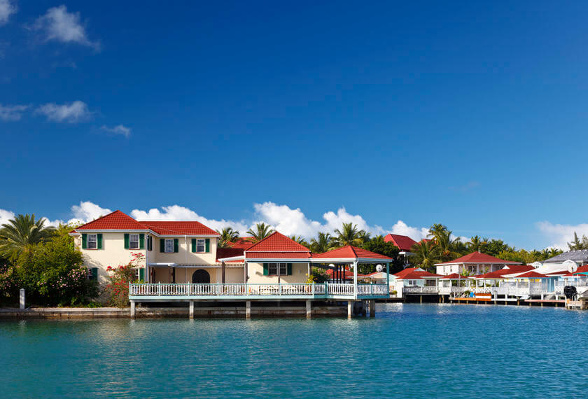 Harbor village on Barbuda, Carribean