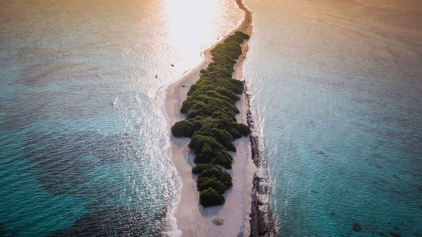 Atolls of the Maldives at dusk