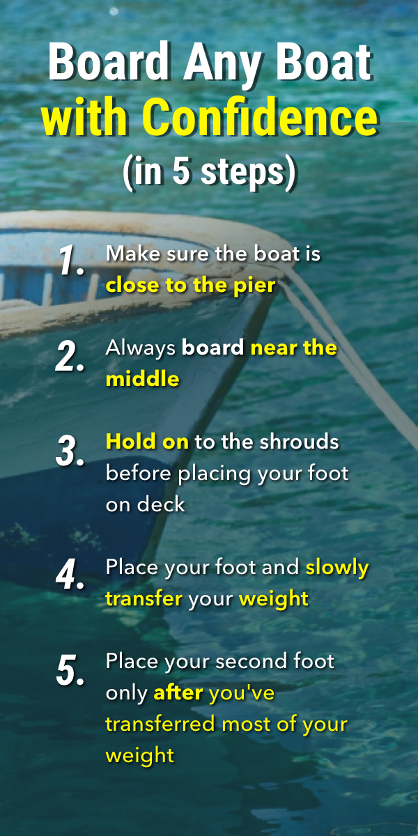 Pinterest image for How to Board a Boat With Confidence (in 5 Steps)