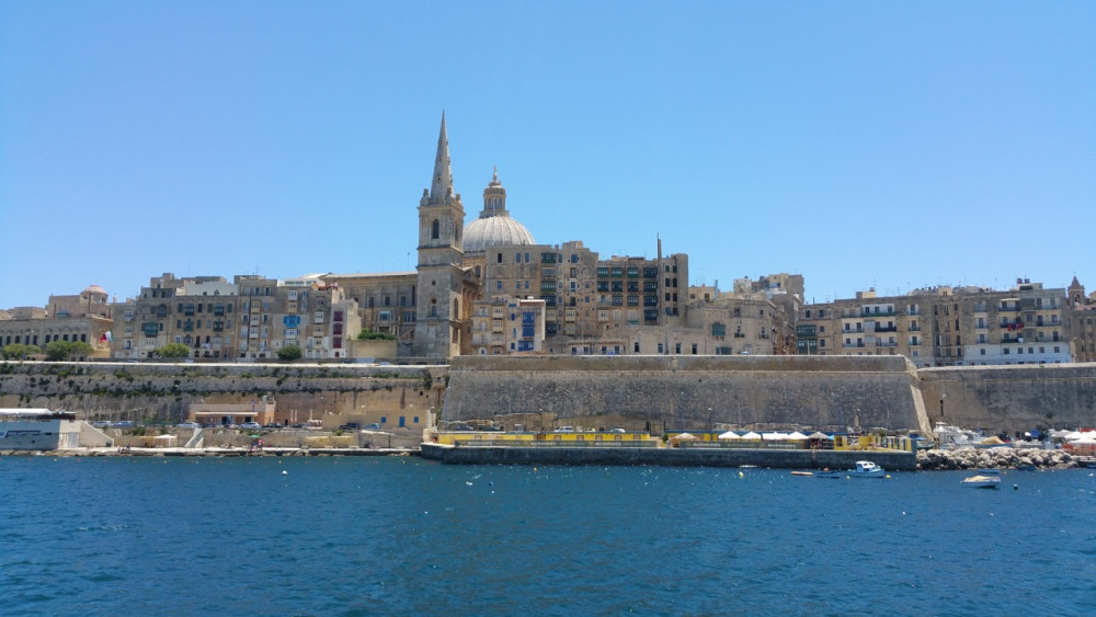 Coastal view of city walls of Malta